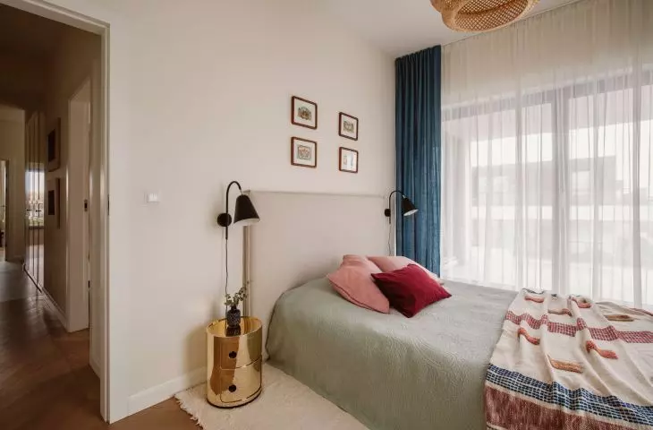 Bedroom and gold nightstand
