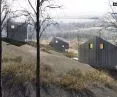 Domy zaprojektowano na skosie działki