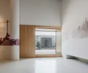 part of the arrangement is a window overlooking the Monument to the Heroes of the Ghetto 