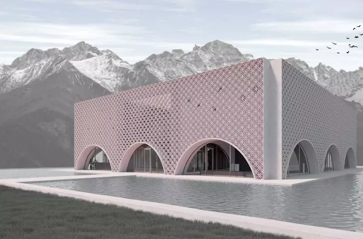 The building is located in the Alps
