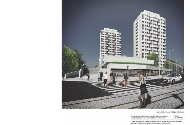 Architectural concept for the renovation of a residential and commercial complex at Grunwaldzki Square in Wroclaw