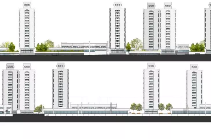 architectural concept, south and north elevations