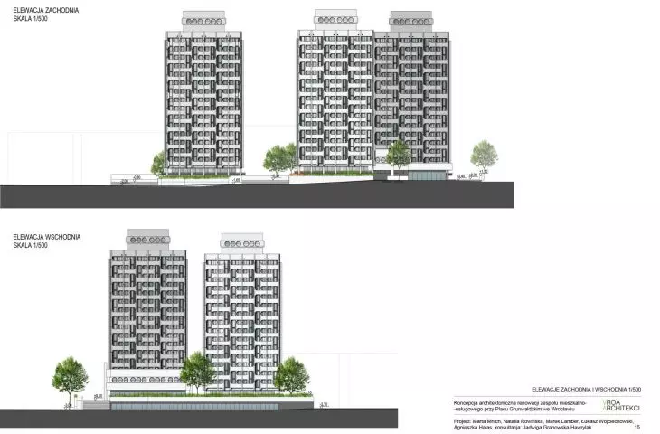 architectural concept, west and east elevations