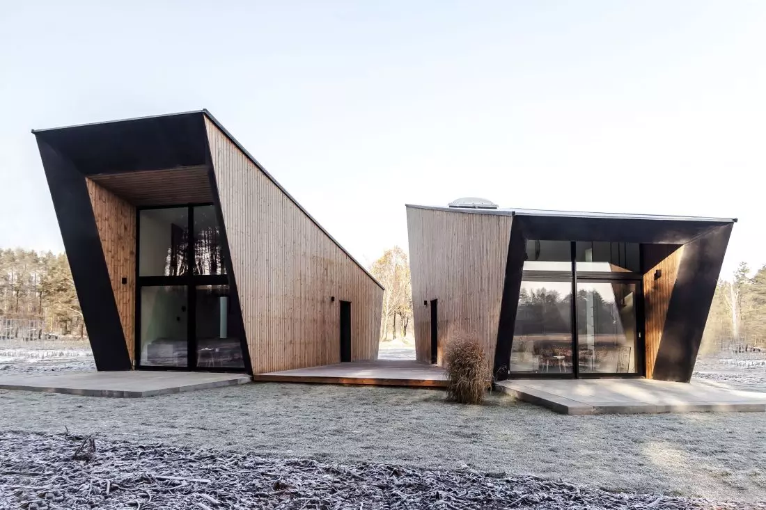 Strefy wejściowe domów osady Cichosza, proj.: projektu jest Maciej Rempalski © Modern Studio Architektury