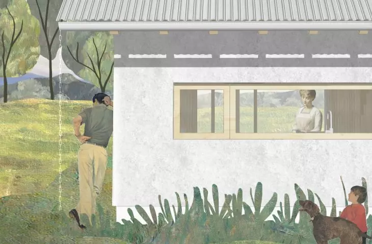 The facade of the house refers to the surrounding architecture