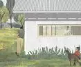 The facade of the house refers to the surrounding architecture