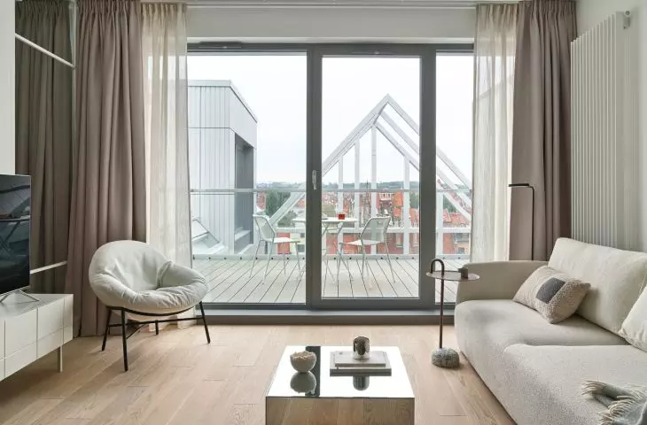 Living room with a view of Gdansk