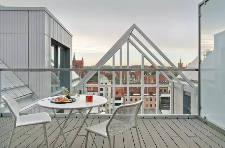From the terrace you can see the old town of Gdansk