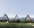 Domy Podhalańskie z widokiem na Tatry