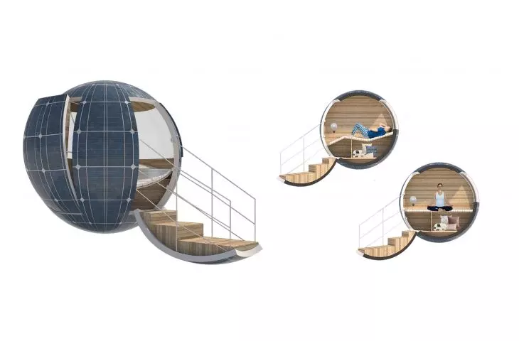 The capsules are covered with photovoltaic panels
