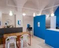 Architects introduced blue solids to the interior