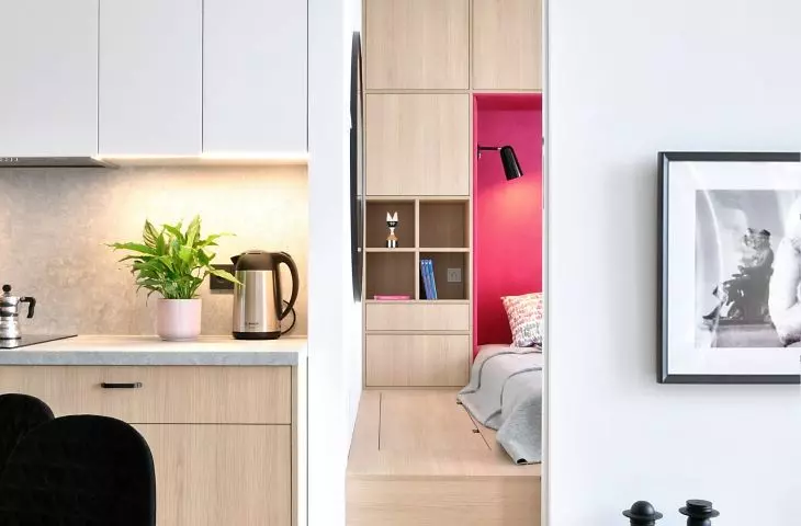 view from living room to bedroom