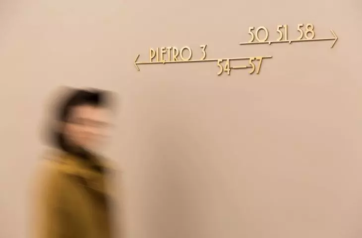 Horizontal navigation markings along the corridors were made of brass