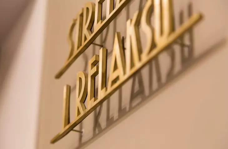 detail of fitness and relaxation area signage