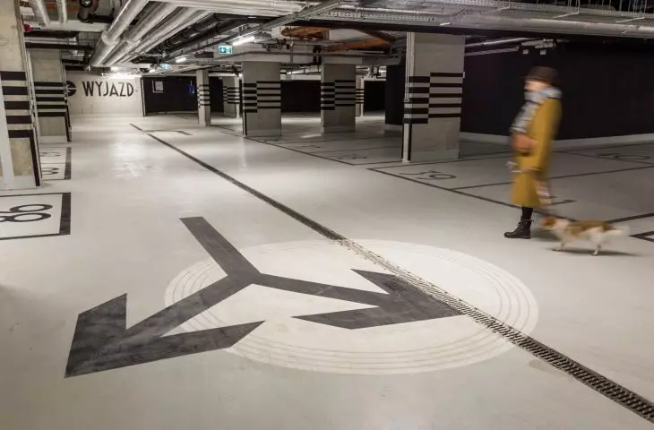 markings in the underground garage