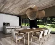 Dining table and decorative lamps