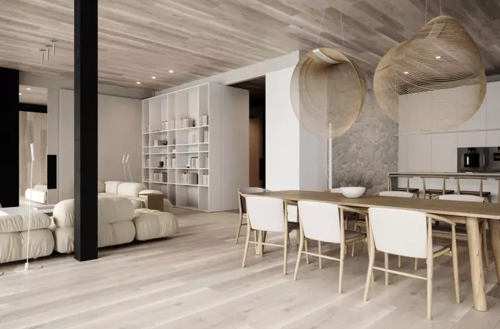 Organic Shelter, otwarta przestrzeń części dziennej