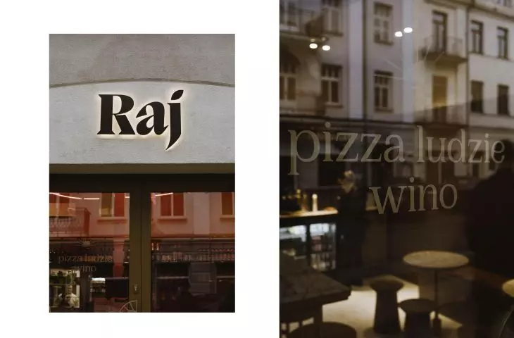 Entrance to RAJ pizza people wine