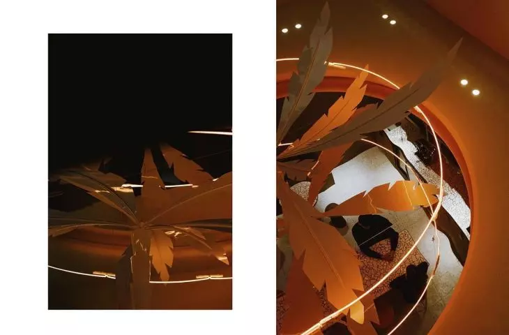 Synthetic palm tree and neon