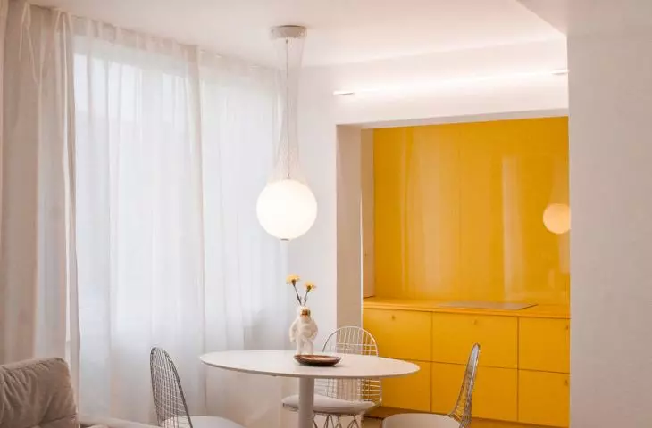 view from the living room to the kitchen
