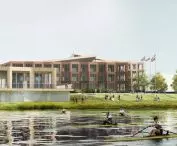 view of the facility from the river