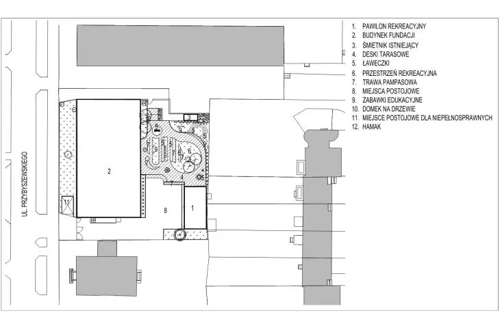 Educational garden and pavilion, projection 