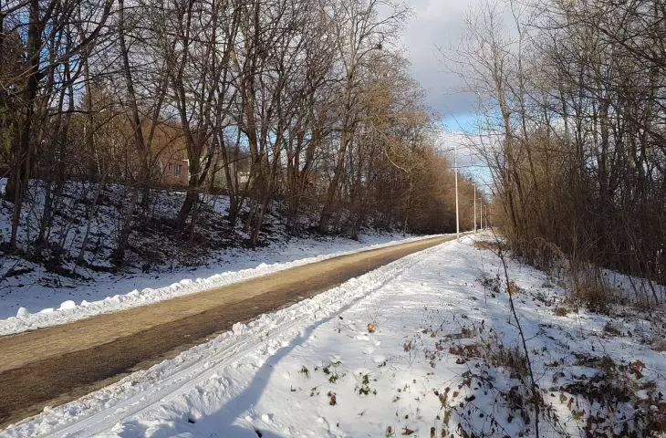 Wartostrada between the river and the slope of Szelągowska Street. The recently installed streetlights have raised objections from environmentalists.