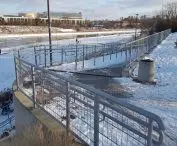The latest development of the boulevards at the height of the park in the old bed of the Warta River and the ContainerART.