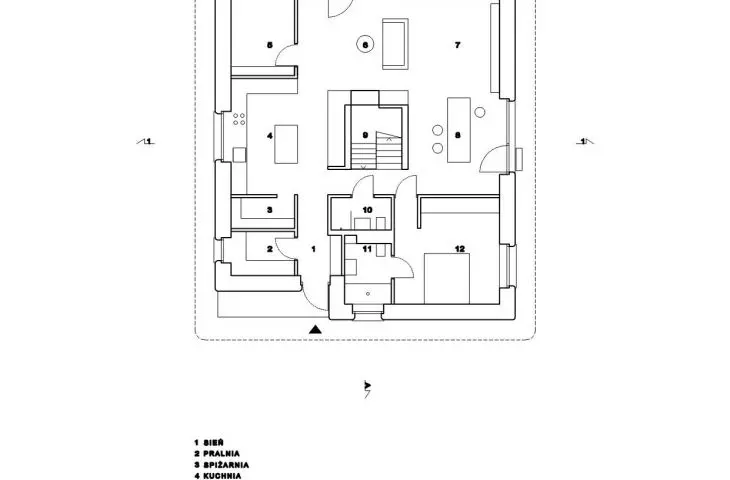 Mushroom house, first floor plan