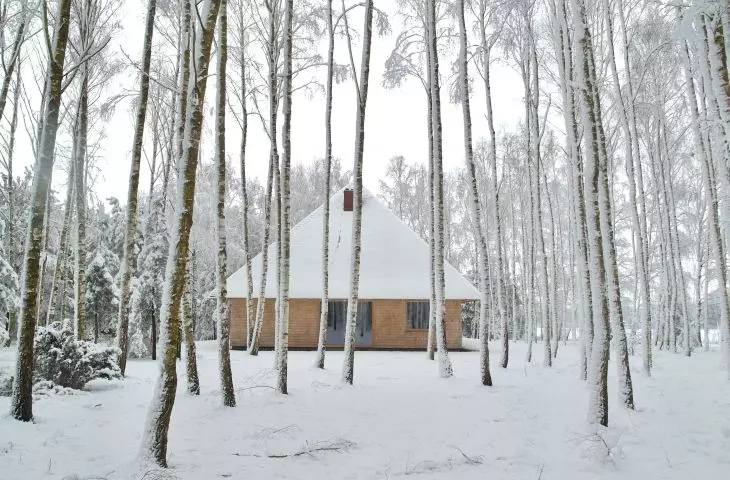 Mushroom house during winter