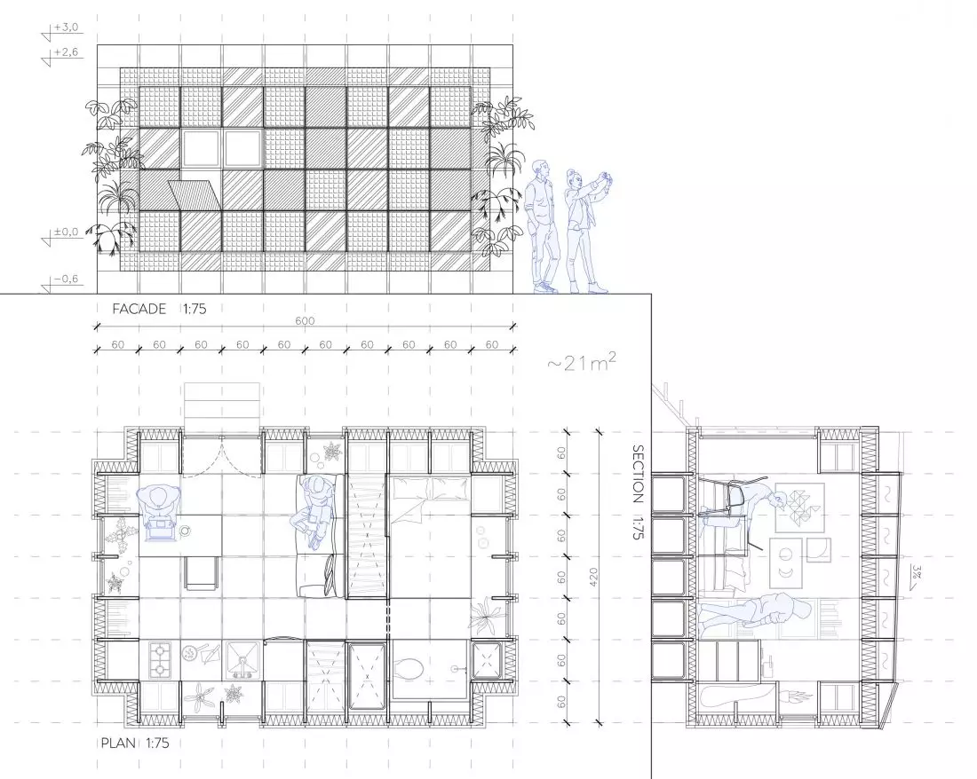 Modular Housing Unit,
rzut