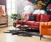 Eclectic interior with floral motifs