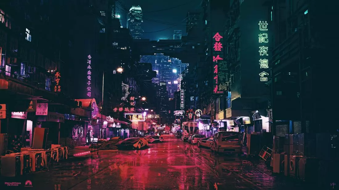 Widok na jedną
z dzielnic Night City