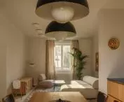 view from the dining room to the living room