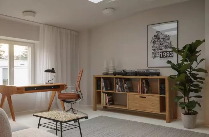 part of the attic has been adapted for an additional office