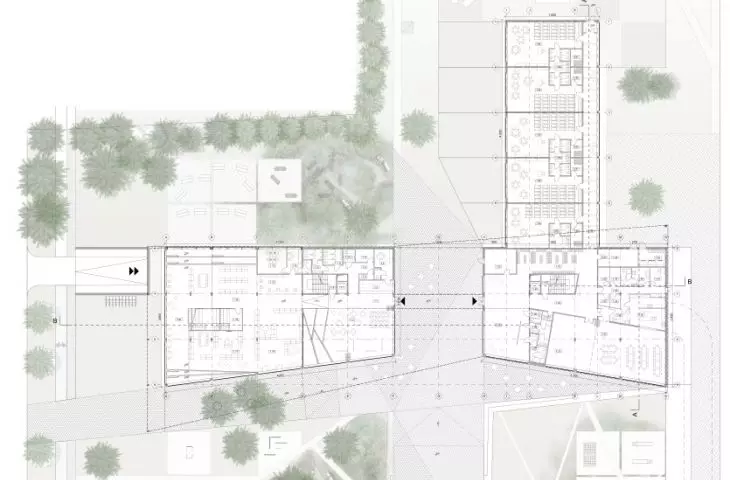II miejsce, rzut parteru, proj.: Studio4Space, Atelier Entropic