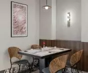 Wooden paneling on the walls