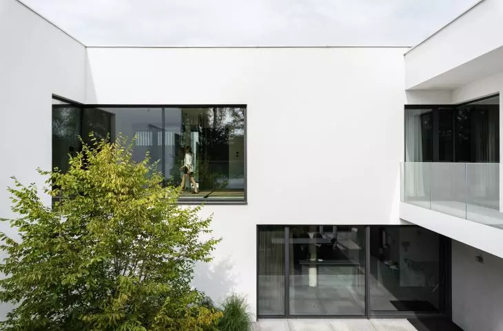 The second floor is the living and bedroom area