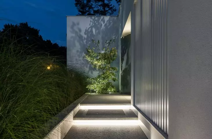 Lake house, backlit 
