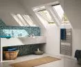 Modern roof windows work well in the bathroom