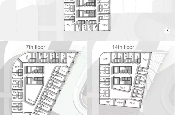 Detroit waterfront project, hotel floor plans