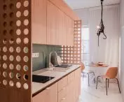 view from the kitchen to the living area