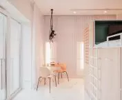 bright interior of a studio apartment