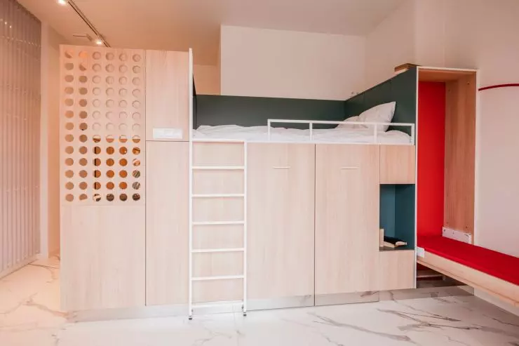 box performs multiple functions - houses a kitchen