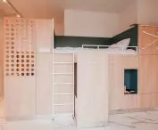 for storage there are capacious cabinets and drawers