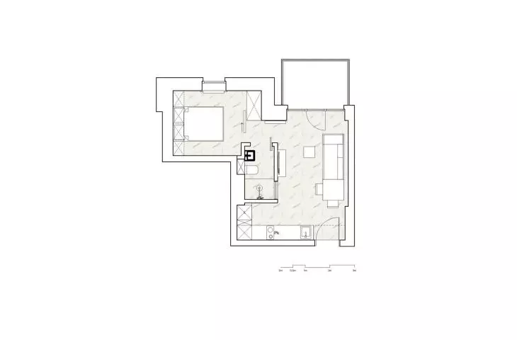 projection of a 27 m² studio apartment