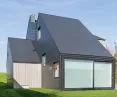 Roof and facade of a single-family house in Assesse (Belgium) covered with Cedral tile in graphite color