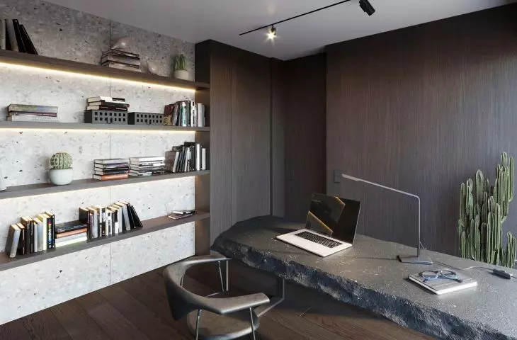 Office hidden behind a veneered wall