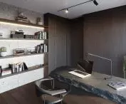 Office hidden behind a veneered wall