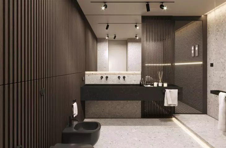 Bathroom combined with sauna